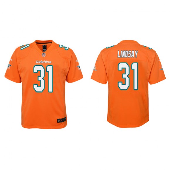 Youth Miami Dolphins Phillip Lindsay Orange Color Rush Game Jersey