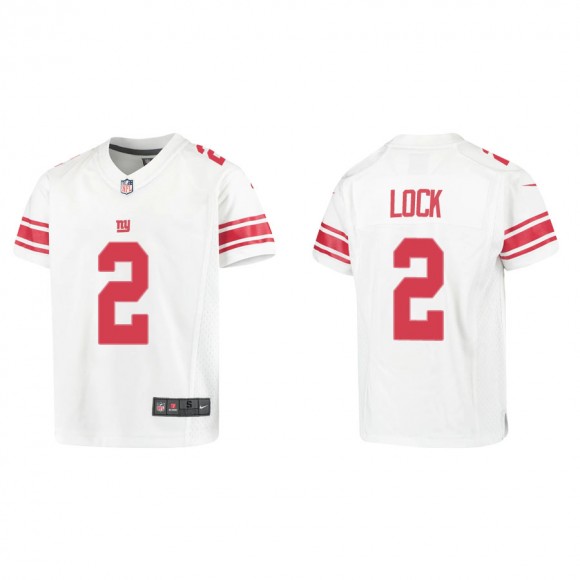 Youth Drew Lock Giants White Game Jersey