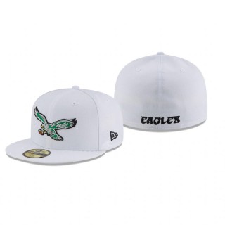 Philadelphia Eagles White Omaha Throwback Logo 59FIFTY Fitted Hat