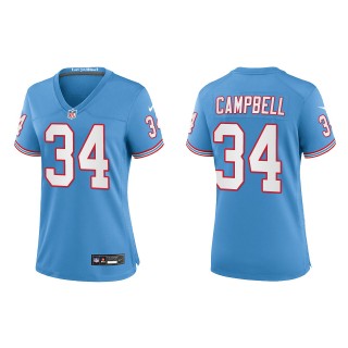 Earl Campbell Women Tennessee Titans Light Blue Oilers Throwback Alternate Game Jersey