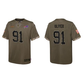 Ed Oliver Youth Buffalo Bills Olive 2022 Salute To Service Limited Jersey