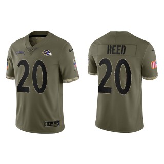 Ed Reed Baltimore Ravens Olive 2022 Salute To Service Limited Jersey