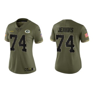Elgton Jenkins Women's Green Bay Packers Olive 2022 Salute To Service Limited Jersey