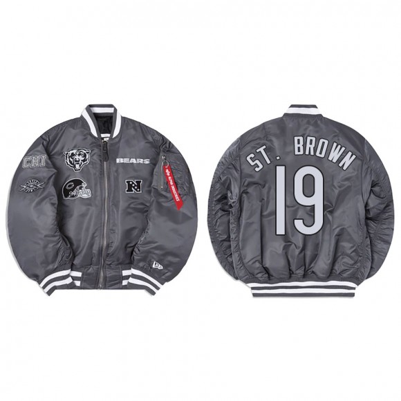 Equanimeous St. Brown Alpha Industries X Chicago Bears Gray MA-1 Bomber Gray Jacket