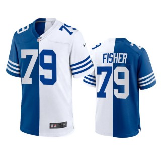 Indianapolis Colts Eric Fisher 2021 Royal White Throwback Split Jersey