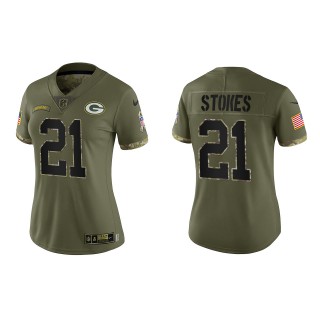 Eric Stokes Women's Green Bay Packers Olive 2022 Salute To Service Limited Jersey