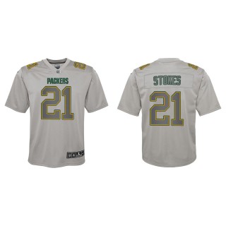 Eric Stokes Youth Green Bay Packers Gray Atmosphere Game Jersey