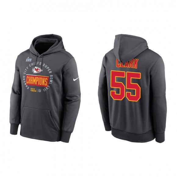 Frank Clark Kansas City Chiefs Anthracite Super Bowl LVII Champions Locker Room Trophy Collection Pullover Hoodie