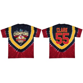 Frank Clark Kansas City Chiefs Red Super Bowl LVII Champions Shield Tie Dye T-Shirt