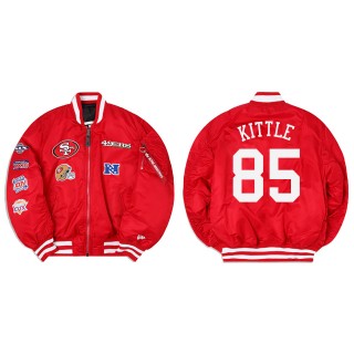 George Kittle Alpha Industries X San Francisco 49ers MA-1 Bomber Red Jacket