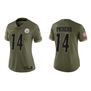 George Pickens Women's Pittsburgh Steelers Olive 2022 Salute To Service Limited Jersey