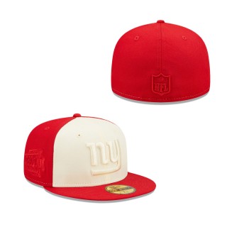 Men's New York Giants Cream Red Tonal Super Bowl XLII Side Patch 59FIFTY Fitted Hat