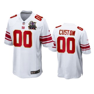 New York Giants Custom White 4X Super Bowl Champions Patch Game Jersey