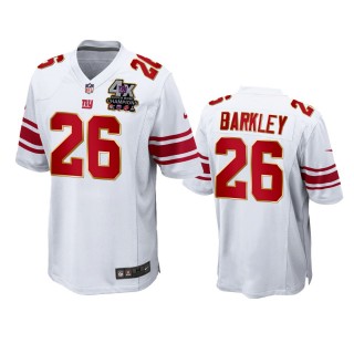 New York Giants Saquon Barkley White 4X Super Bowl Champions Patch Game Jersey