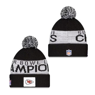 Chiefs Graphite Super Bowl LVIII Champions Parade Cuffed Pom Knit Hat