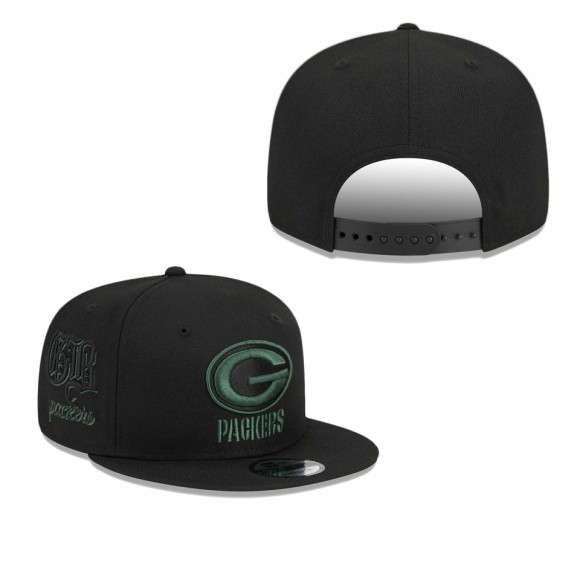 Green Bay Packers Black Goth Side Script 9FIFTY Snapback Hat