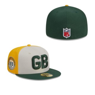 Green Bay Packers Cream Green 2023 Sideline Historic 59FIFTY Fitted Hat