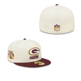 Men's Green Bay Packers Cream Maroon Gridiron Classics 1997 Hawaii Pro Bowl Exclusive 59FIFTY Fitted Hat