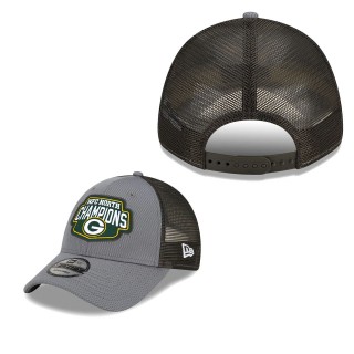 Men's Green Bay Packers New Era Graphite 2021 NFC North Division Champions Trucker 9FORTY Adjustable Hat