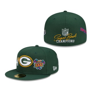 Men's Green Bay Packers New Era Green 4x Super Bowl Champions Count The Rings 59FIFTY Fitted Hat