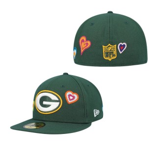Men's Green Bay Packers Green Chain Stitch Heart 59FIFTY Fitted Hat