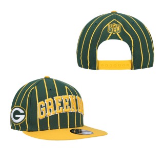Men's Green Bay Packers Green Gold Pinstripe City Arch 9FIFTY Snapback Hat