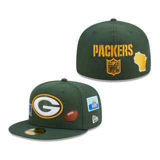Men's Green Bay Packers New Era Green Team Local 59FIFTY Fitted Hat