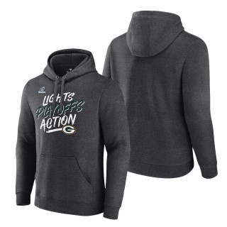 Men's Green Bay Packers Fanatics Branded Heathered Charcoal 2021 NFL Playoffs Bound Lights Action Pullover Hoodie