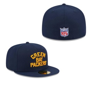 Green Bay Packers Navy Throwback Main Fitted Hat