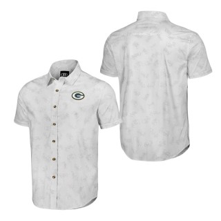 Green Bay Packers NFL x Darius Rucker Collection White Woven Short Sleeve Button Up Shirt