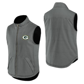 Men's Green Bay Packers NFL x Darius Rucker Collection by Fanatics Gray Sherpa-Lined Full-Zip Vest