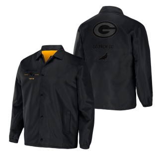 Men's Green Bay Packers NFL x Staple Black Coaches Full-Snap Jacket