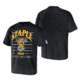 Men's Green Bay Packers NFL x Staple Black Throwback Vintage Wash T-Shirt