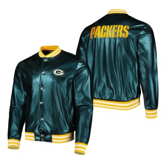 Men's Green Bay Packers The Wild Collective Green Metallic Bomber Full-Snap Jacket
