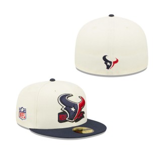 Men's Houston Texans Cream Navy 2022 Sideline 59FIFTY Fitted Hat