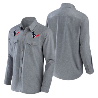 Men's Houston Texans NFL x Darius Rucker Collection by Fanatics Gray Chambray Long Sleeve Button-Up Shirt