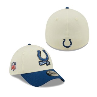 Men's Indianapolis Colts Cream Royal 2022 Sideline 39THIRTY 2-Tone Flex Hat