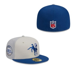 Indianapolis Colts Cream Royal 2023 Sideline Historic 59FIFTY Fitted Hat