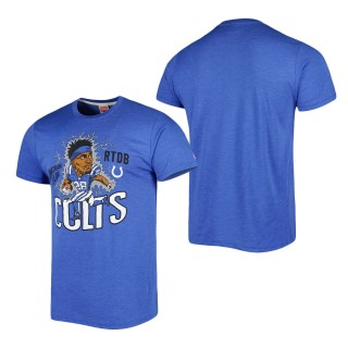 Men's Indianapolis Colts Jonathan Taylor Homage Heathered Royal Caricature Player Tri-Blend T-Shirt