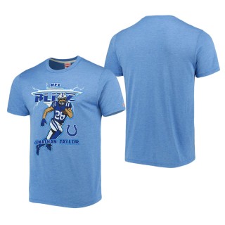 Men's Indianapolis Colts Jonathan Taylor Homage Heathered Royal Blitz Player Tri-Blend T-Shirt