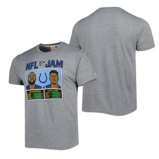 Men's Indianapolis Colts Jonathan Taylor & Shaquille Leonard Homage Heathered Gray NFL Jam Tri-Blend T-Shirt