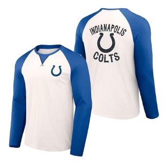 Indianapolis Colts NFL x Darius Rucker Collection Cream Royal Long Sleeve Raglan T-Shirt