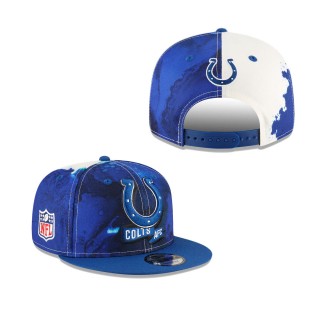 Men's Indianapolis Colts Royal 2022 Sideline 9FIFTY Ink Dye Snapback Hat