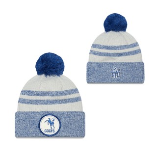 Men's Indianapolis Colts Royal 2022 Sideline Historic Cuffed Pom Knit Hat