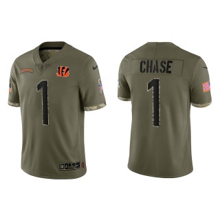 Ja'Marr Chase Cincinnati Bengals Olive 2022 Salute To Service Limited Jersey