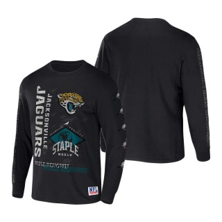 Men's Jacksonville Jaguars NFL x Staple Black World Renowned Long Sleeve T-Shirt
