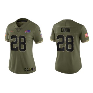 James Cook Women's Buffalo Bills Olive 2022 Salute To Service Limited Jersey
