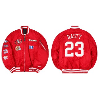JaMycal Hasty Alpha Industries X San Francisco 49ers MA-1 Bomber Red Jacket