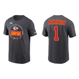 Jerick McKinnon Kansas City Chiefs Anthracite Super Bowl LVII Champions Locker Room Trophy Collection T-Shirt