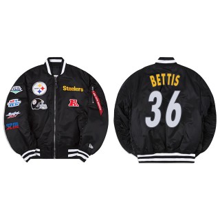 Jerome Bettis Alpha Industries X Pittsburgh Steelers MA-1 Bomber Black Jacket